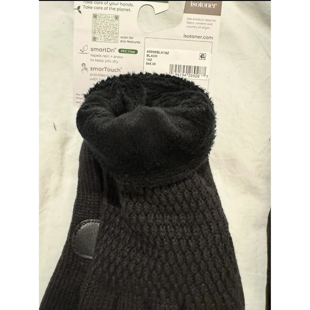 isotoner womens Smartdri Textured Glove, Black Gloves One Size
